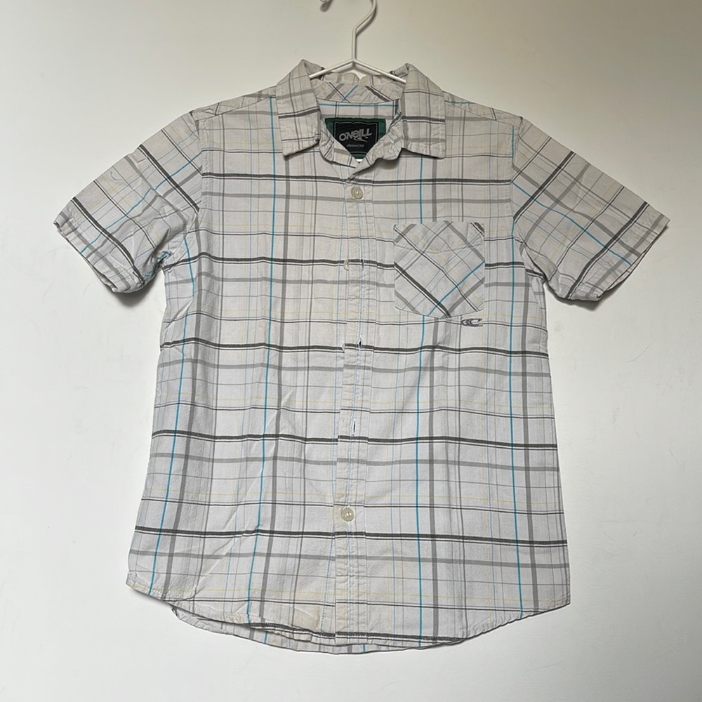 O'Neill Boys Casual Button Down Short Sleeve Shirt | Plaid | Small